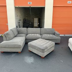 Grey Sectional & Ottoman. Delivery.