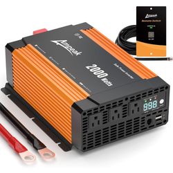 Ampeak 2000W Power Inverter Conversion Efficiency 89.37% Inverter 12V to 110V 3AC Outlets Dual 5V/3.1A USB Ports Modified Sine Power Inverters for Veh