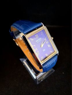 Men's Vintage Seiko Tank Leather Wrist Watch RARE