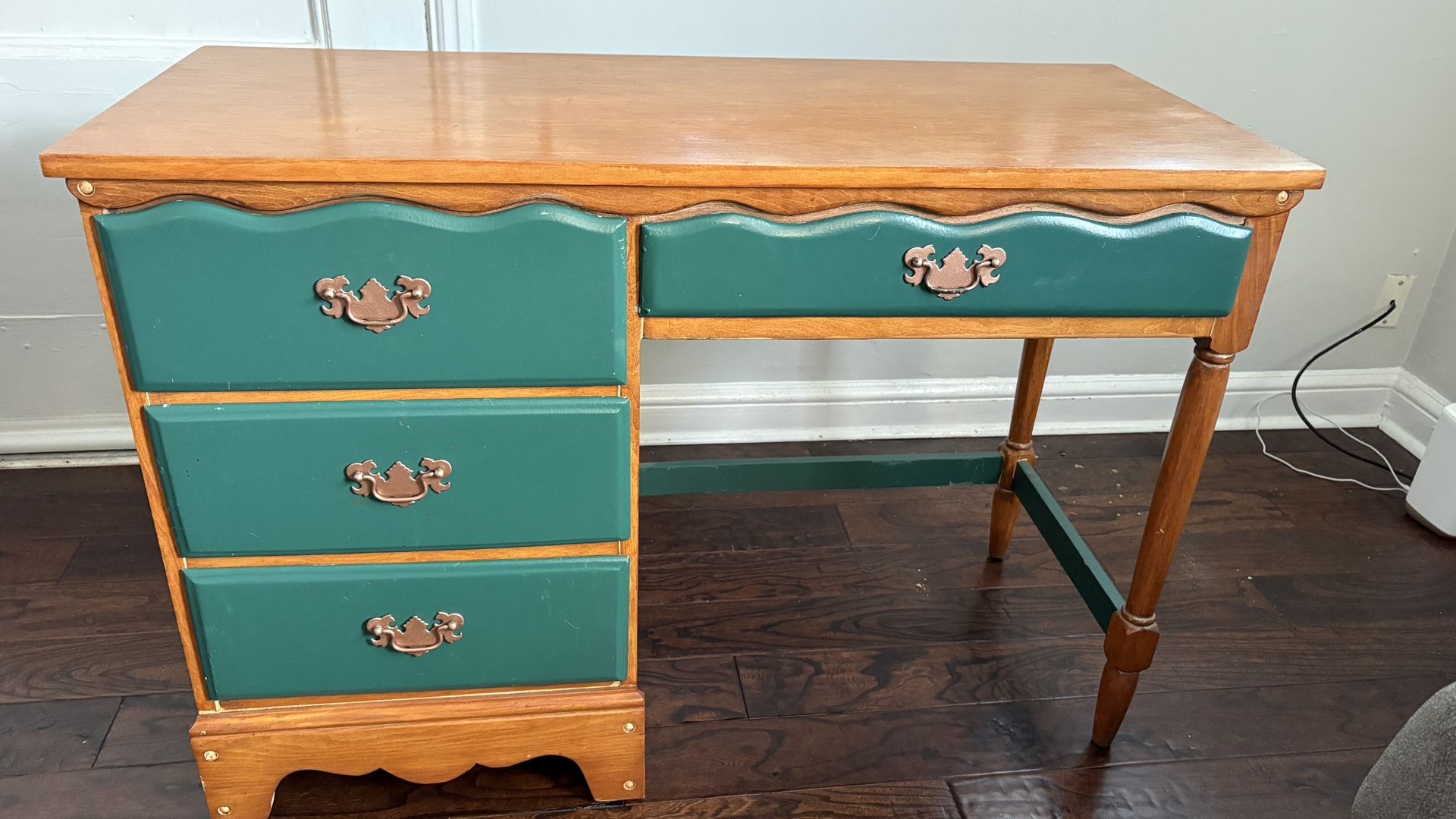 Restored Olive Green Wood Desk