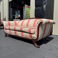 Antique Victorian Style Camelback Curved Wood Sofa Re-upholstered Excellent Condition