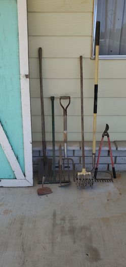 Wood door, tools.