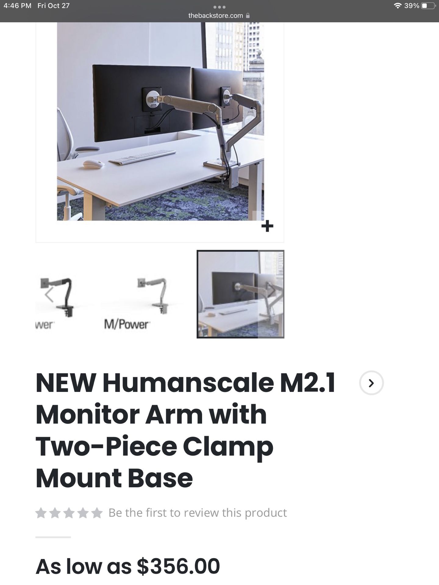 Human scale Dual Monitor arm
