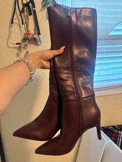 Burgundy high knee boots