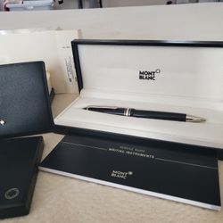 Mont Blanc Leather Wallet & Ball Point Pen Combo