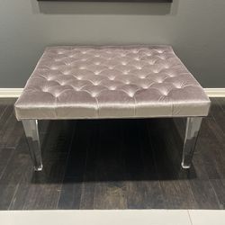 Ottoman Large Grey Tufted With Acrylic Legs