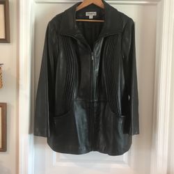 High End womens2X Black Leather Jacket/ Like New!