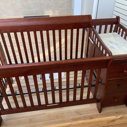 Baby Infant Bed Oak Wood Bedroom With Drawers And Shelves 