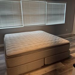 Fusion pillow top king mattress & box springs, No Spots Or Stains 