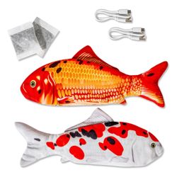 TOOGE 2 Pack 11" Interactive Floppy Fish Cat Toys with SilverVine and Catnip for Indoor Cats for Small Dogs