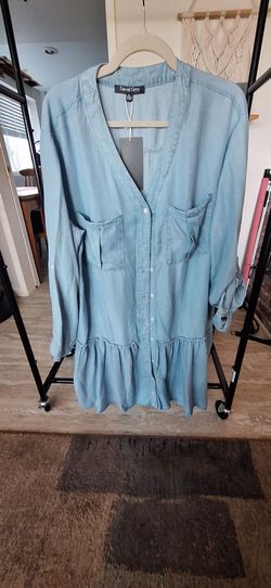 Laurel Grey Light Blue Chambray Shirt Dress
