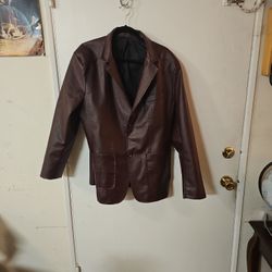 BRAND NEW MEN'S DRESS LEATHER JACKET DARK BROWN SIZE 42R LARGE