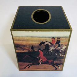 Hand painted Wooden Tissue box /5.75”x5”