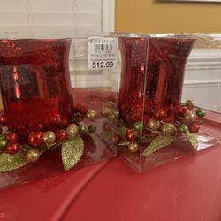 Holiday Christmas Red Mercury Candle Holder From Kirklands Set Of 2