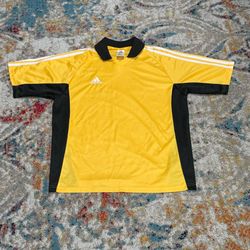 Vintage Adidas Yellow Collared Soccer Jersey