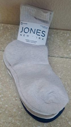 Jones New York Terry Cushion Crew Socks,  5 Pairs, Shoe Size 5-10
