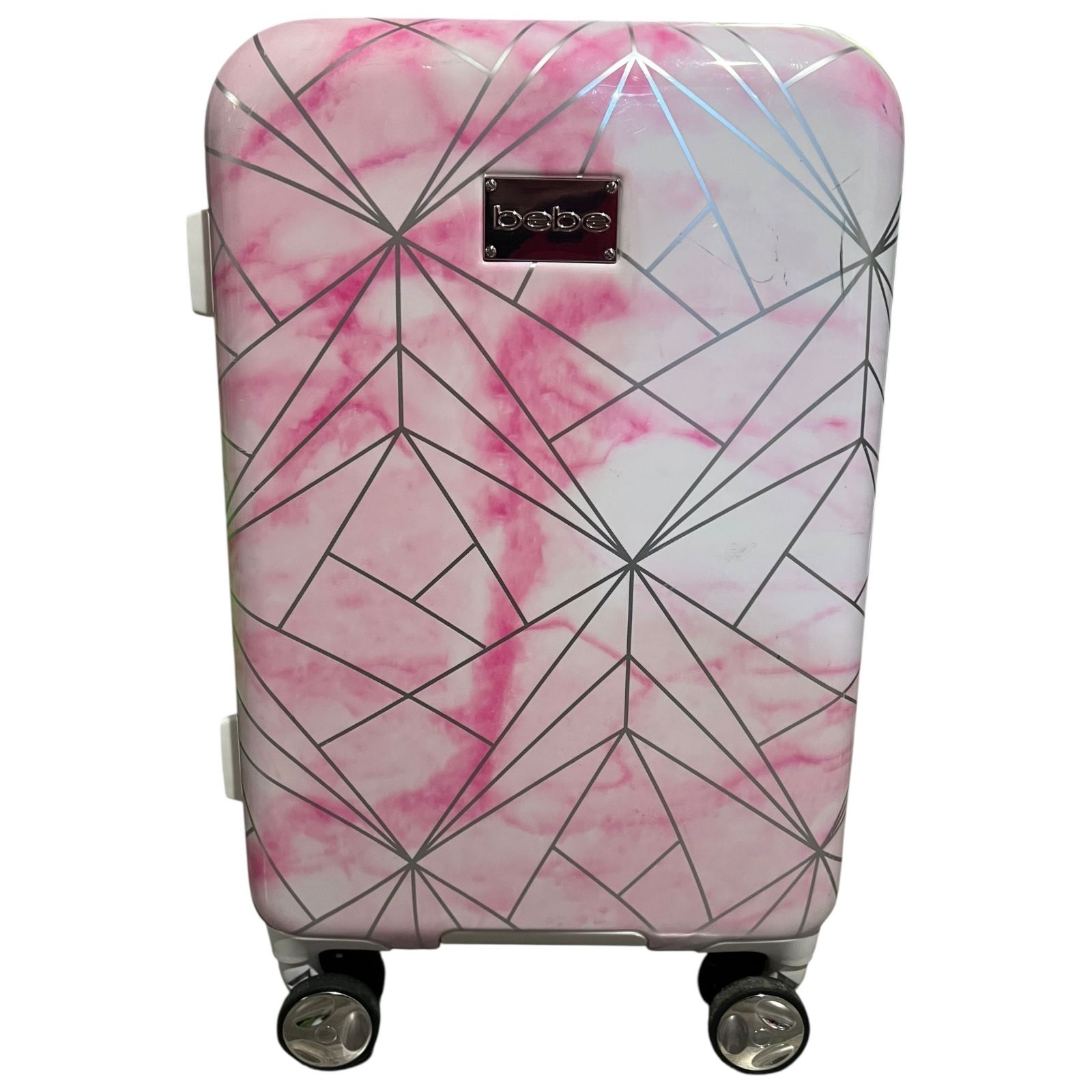 Bebe Alana Spinner Suitcase Pink Marble Style Hardbody Suitcase 21”x13”x9”