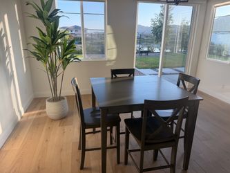 Dark Wood Counter Height Dining Table Set