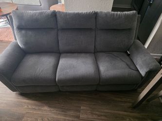 Gray Fabric 3-Seat Reclining Sofa