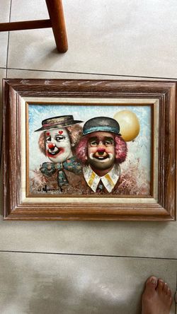 Original William Moninet Oil Clown Painting