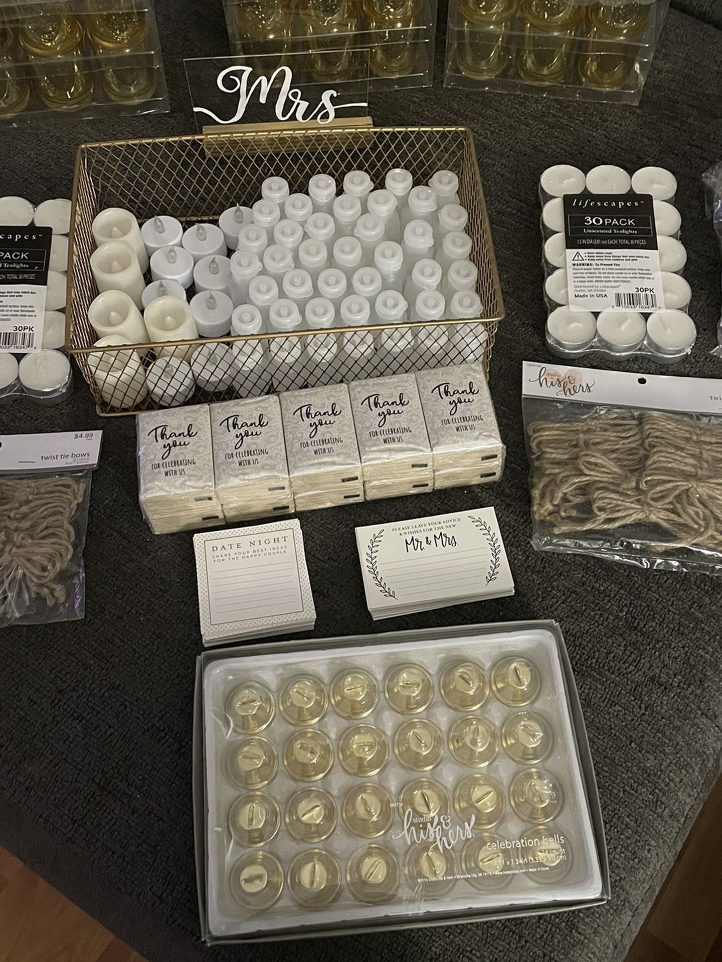 Wedding Votives, Candles, Bubbles, Table Signs, Bells, And More