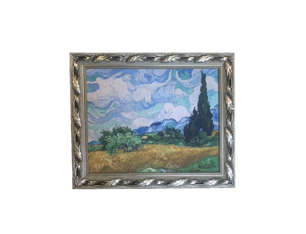 Wheat Field with Cypresses Painting by Vincent Van Gogh, Canvas, Wood Frame Decoration 