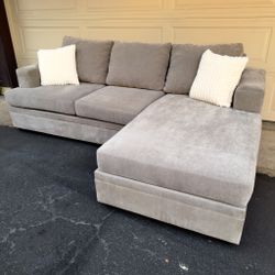 Gray Reversible Living Spaces Sectional Couch Sofa