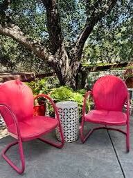 Retro Metal Lawn Chairs Set of Two