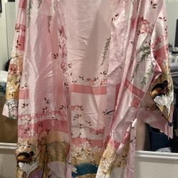 100% Real Silk Robe Japanese Style Pink