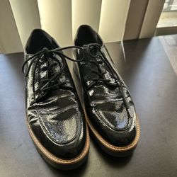 Franco Sarto "Charles" Black Patent Lug Sole Oxford, Women’s Sz 9.5M Loafers