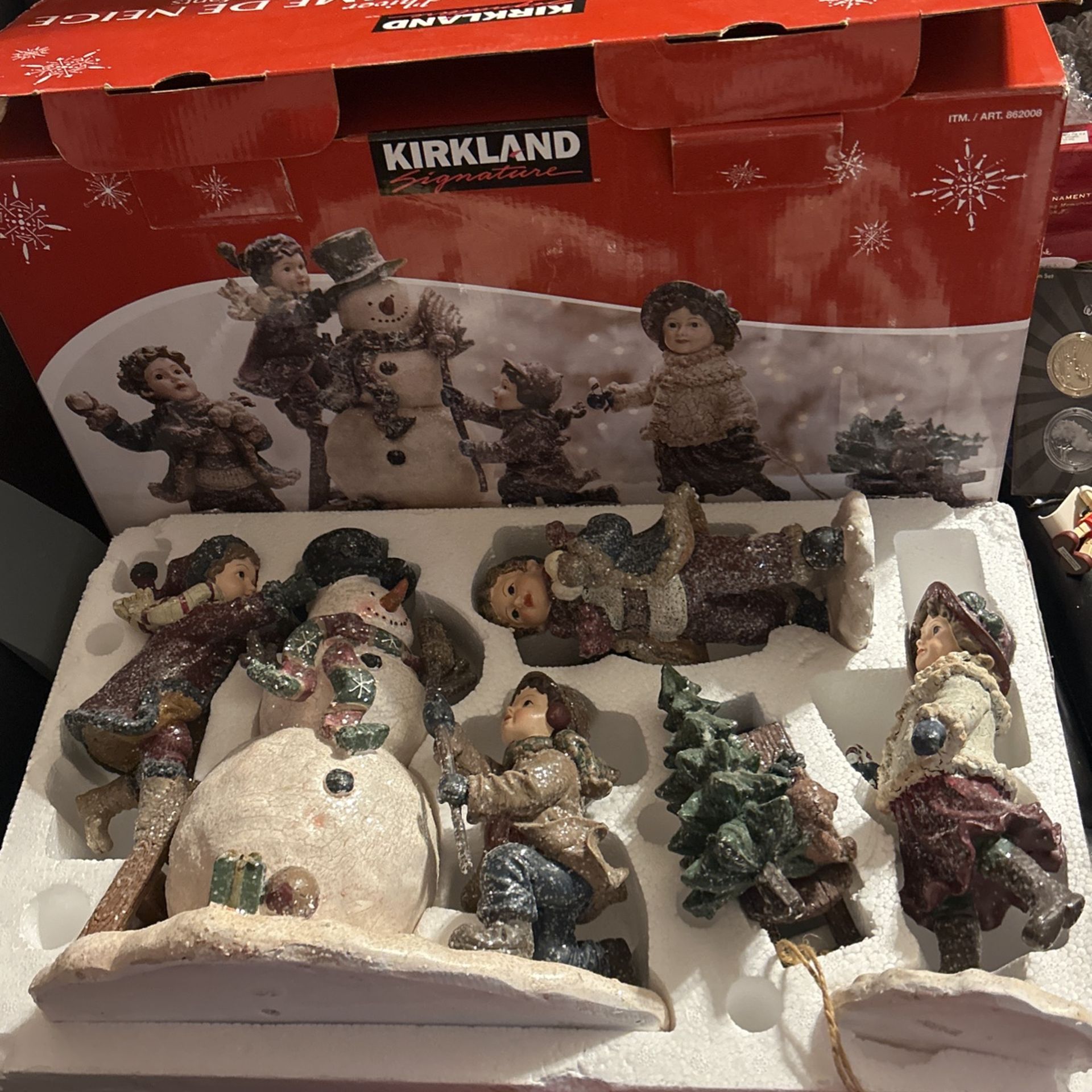 Kirkland Signature 4pc Kids and Snowman Scene #862008 Decorative Christmas Decor
