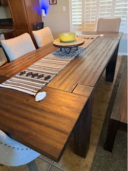 Hardwood dining table and chairs