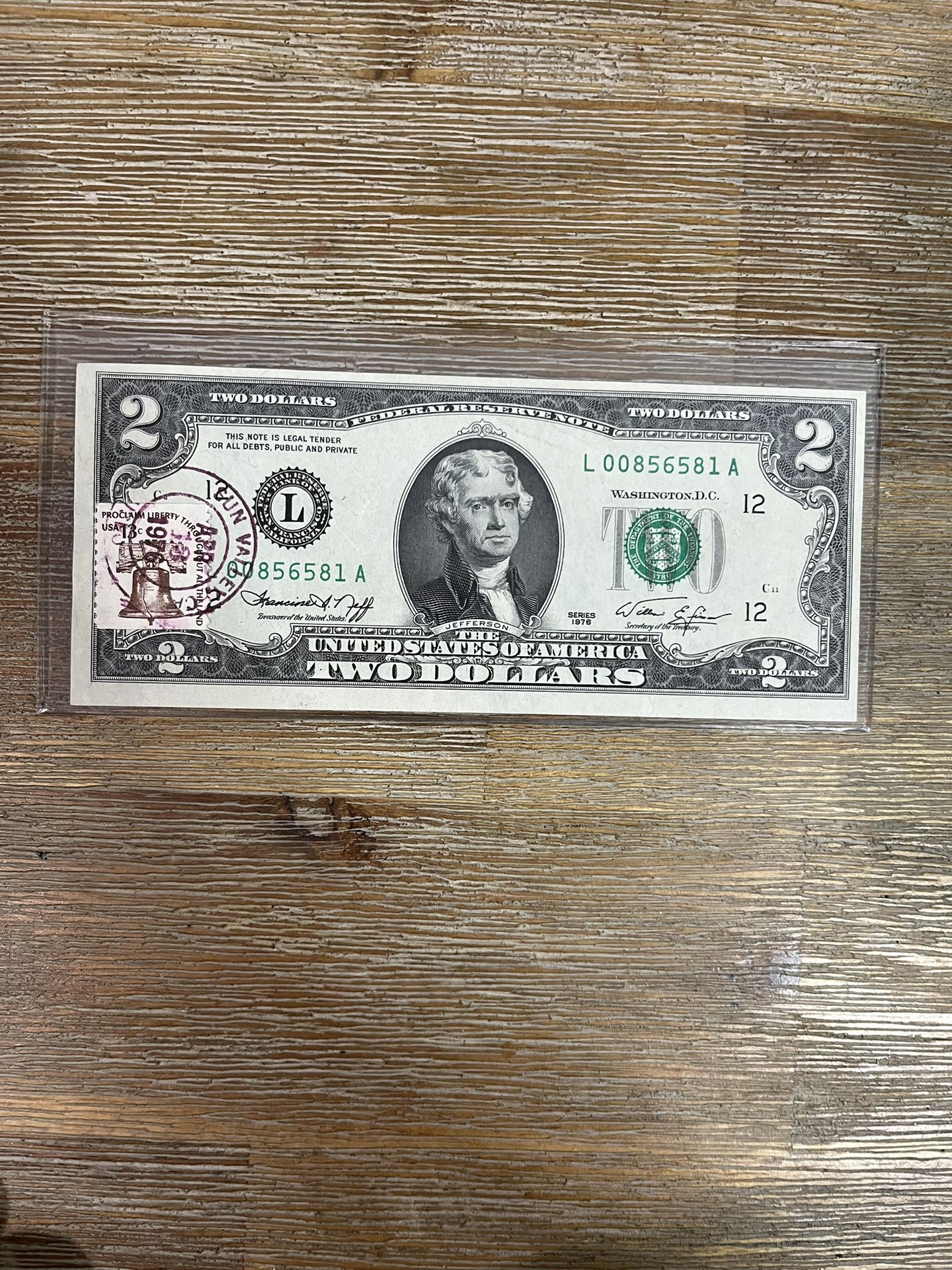 $2 Old Bill / Note Stamped Isssue Series 1976