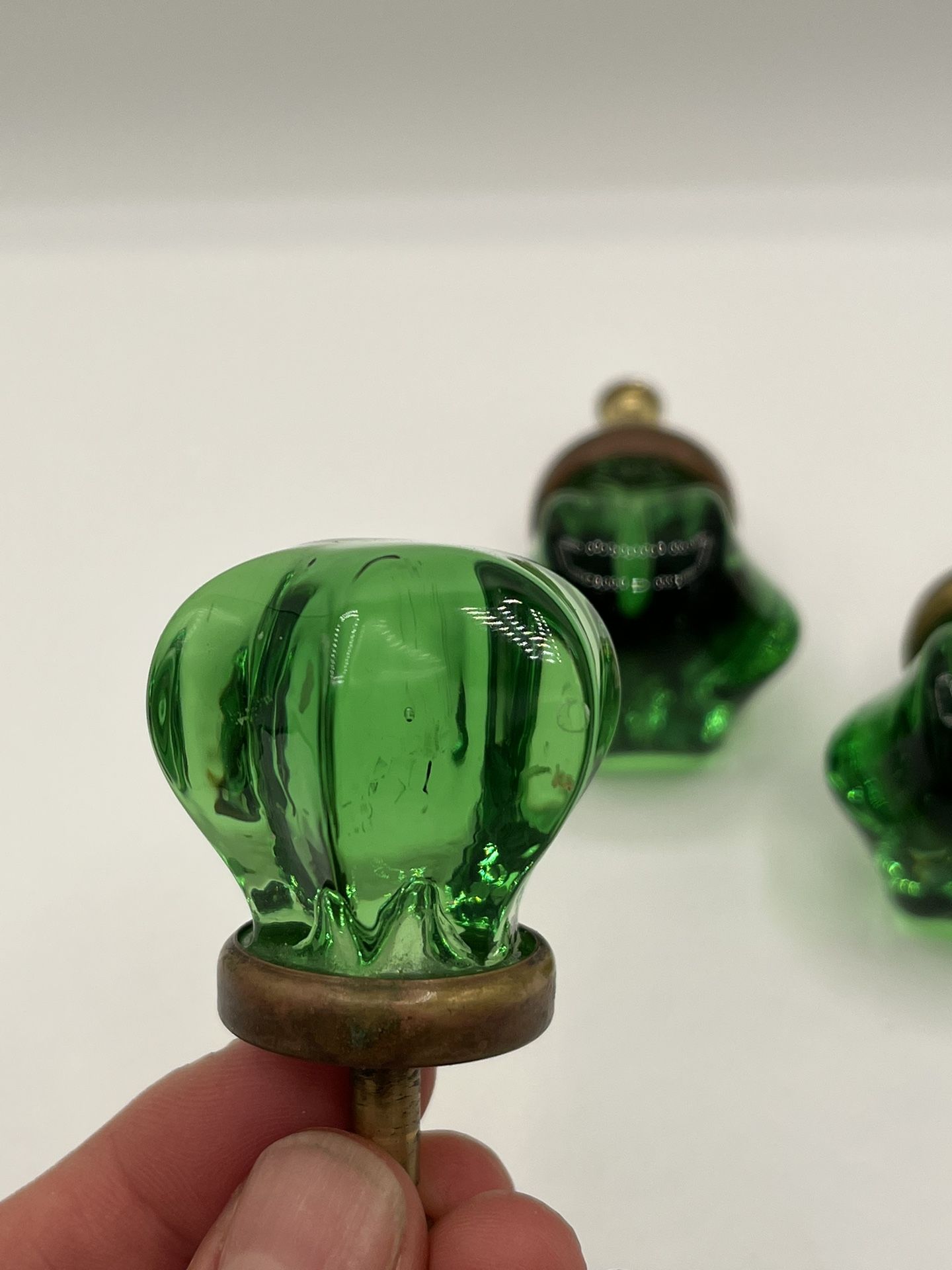 Vintage Style Green Glass Cabinet Knobs