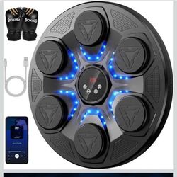 Boxing Machine Wall Trainer LED Bluetooth Punching Pad w/ Gloves Fitness