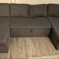 Dark Gray Convertible Sleeper Sectional w/ Storage – Clean – Delivery Available 🚚