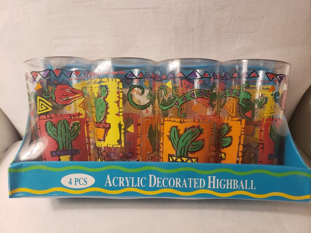Vintage 1990s acrylic highball fiesta glasses cups