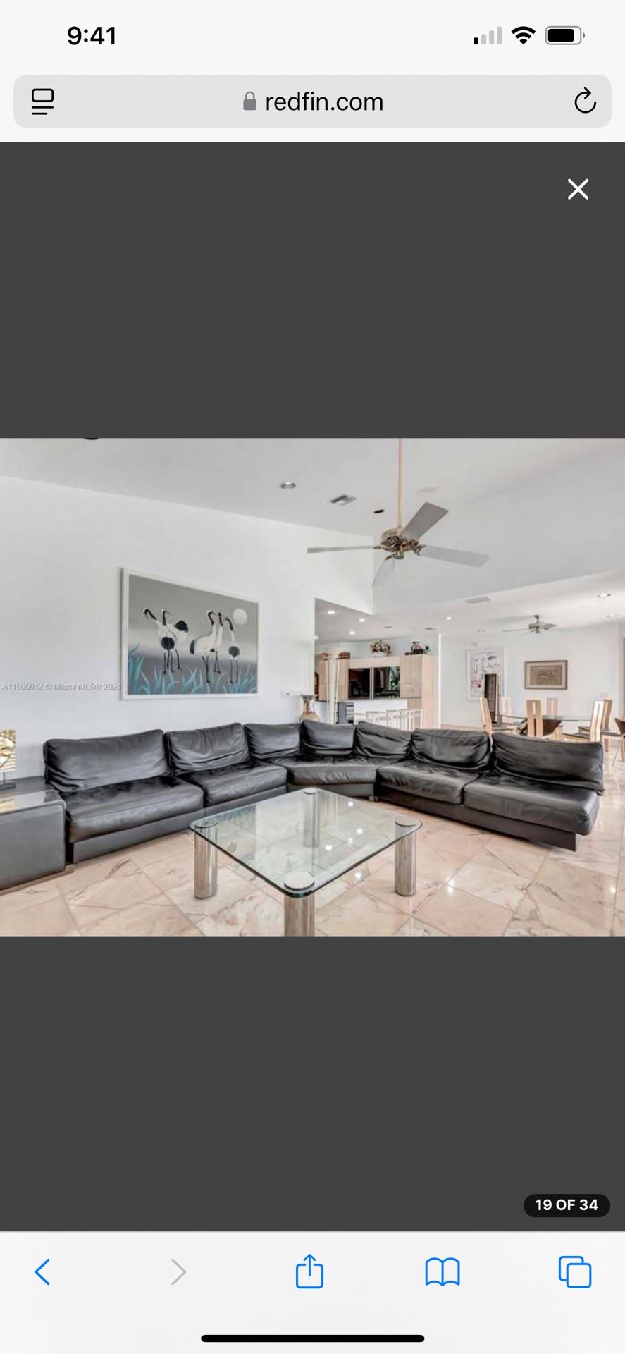 Natuzzi Sectional Couch. Black Leather (large)