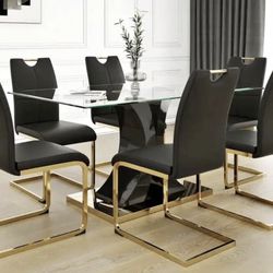 BLACK / GOLD Dining Chairs - SILLAS de Comedor Negra & DORADA 
