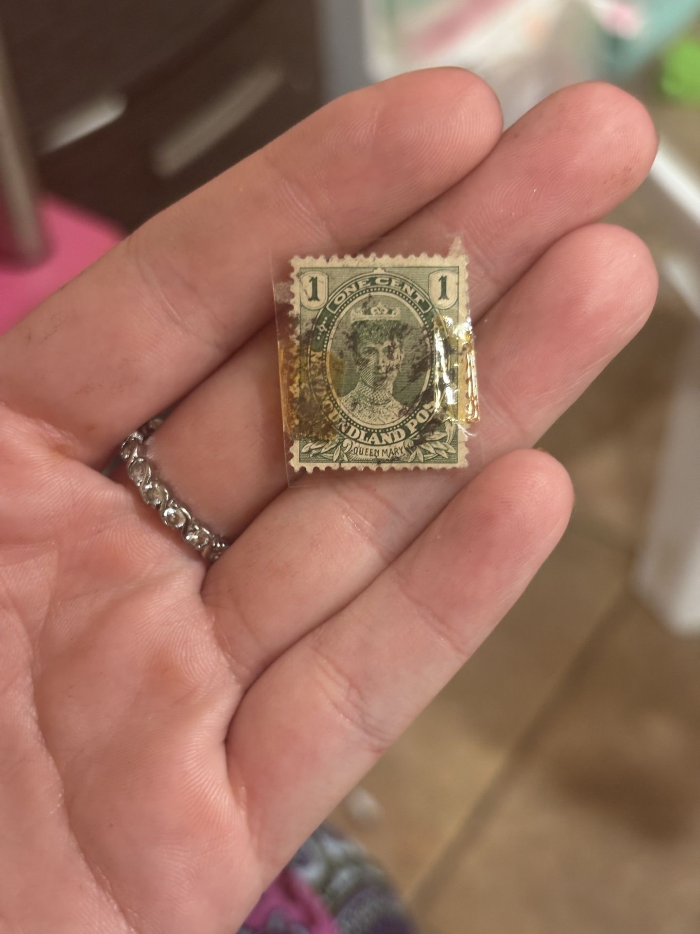 One Cent Queen Mary Vintage Stamp
