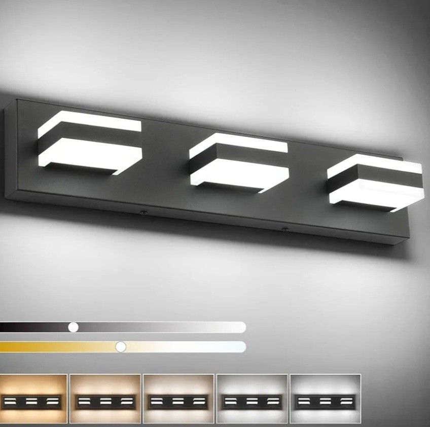 Solfart LED Modern 3-light Vanity Light Black 5cct Switch On Fixture 22in Opn Bx New