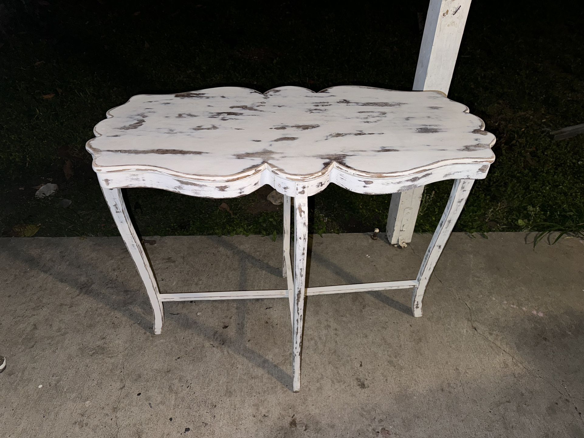 Distressed White Small Table 