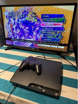 Sony PlayStation 3 Slim 120GB Black Console NTSC-U/C w/ DualShock 3 Cables