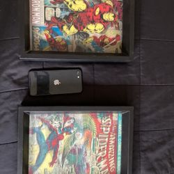 Marvel Holographic Comic Book Cover Frames Iron Man and Amazing Spider-Man