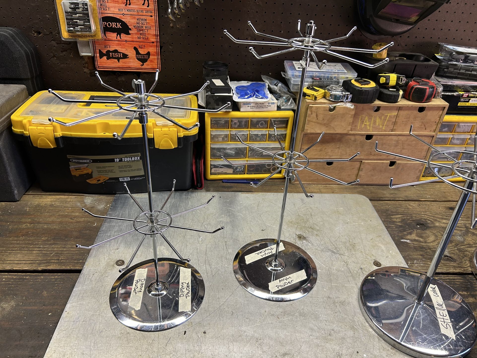 Set Of 4, These Chrome 2 Tier Jewelry Or Nail Sample Holders