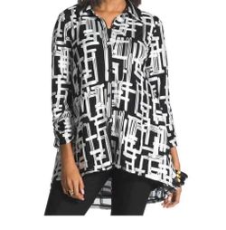 Chicos Applique Mesh Shacket Size 2