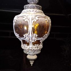 Rare 12" Wide Gothic Amber Lantern 