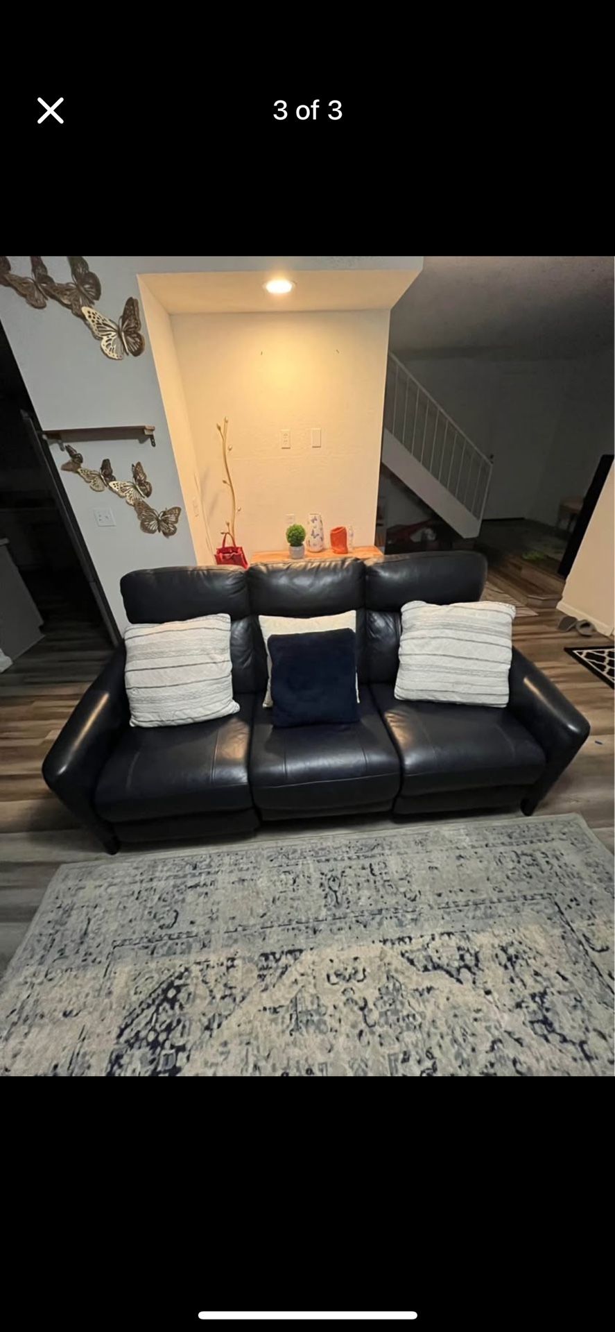Dark blue electric recliner couch