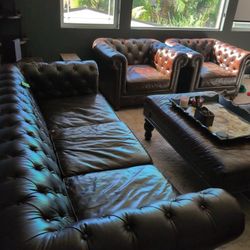 Leather Couch And Chairs