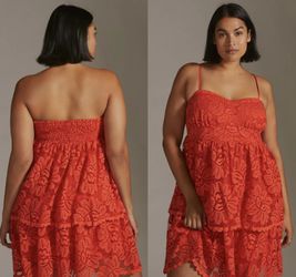 NWT $190 Anthropologie  Maeve Red Strapless Lace Mini Tiered Side Zip Dress  M for Sale in Norcross, GA - OfferUp